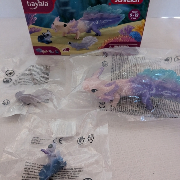 Schleich Bayala Axolotis Salamander fantasy figures set of 3 - Picture 6 of 8
